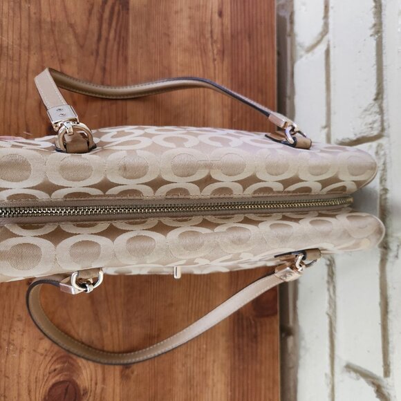 Coach Madeline East West Op Art Sateen Satchel Handbag Purse